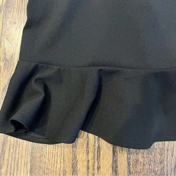 2Hearts Black Midi Dress Flared Sleeves Chic Ruffles Women's Size Medium - Picture 2 of 5